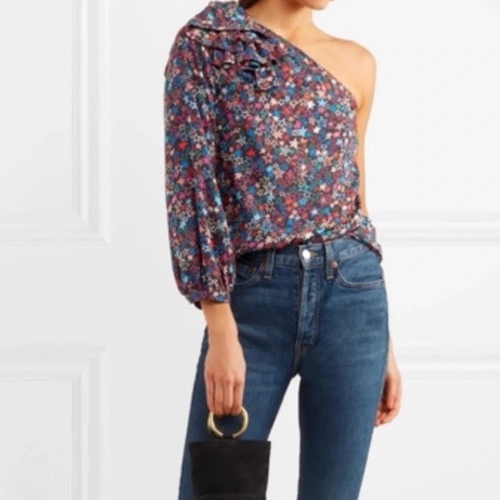 EEUC J. Crew Kaleidoscope Star One Shoulder Blouse - Picture 3 of 10